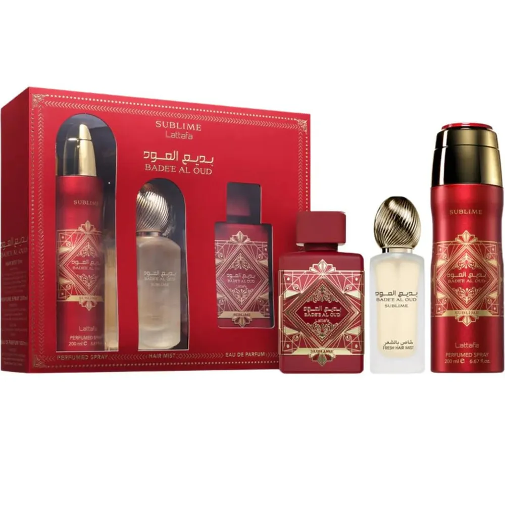 SET DE PERFUME LATTAFA BADEE AL OUD SUBLIME 3 PZS EDP UNISEX