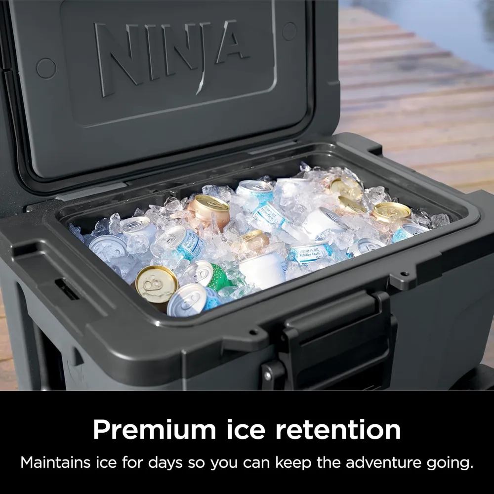 Ninja nevera portátil Frostvault FB245CG, con ruedas y cajón seco, 45 qt / 42,6 L | Gris