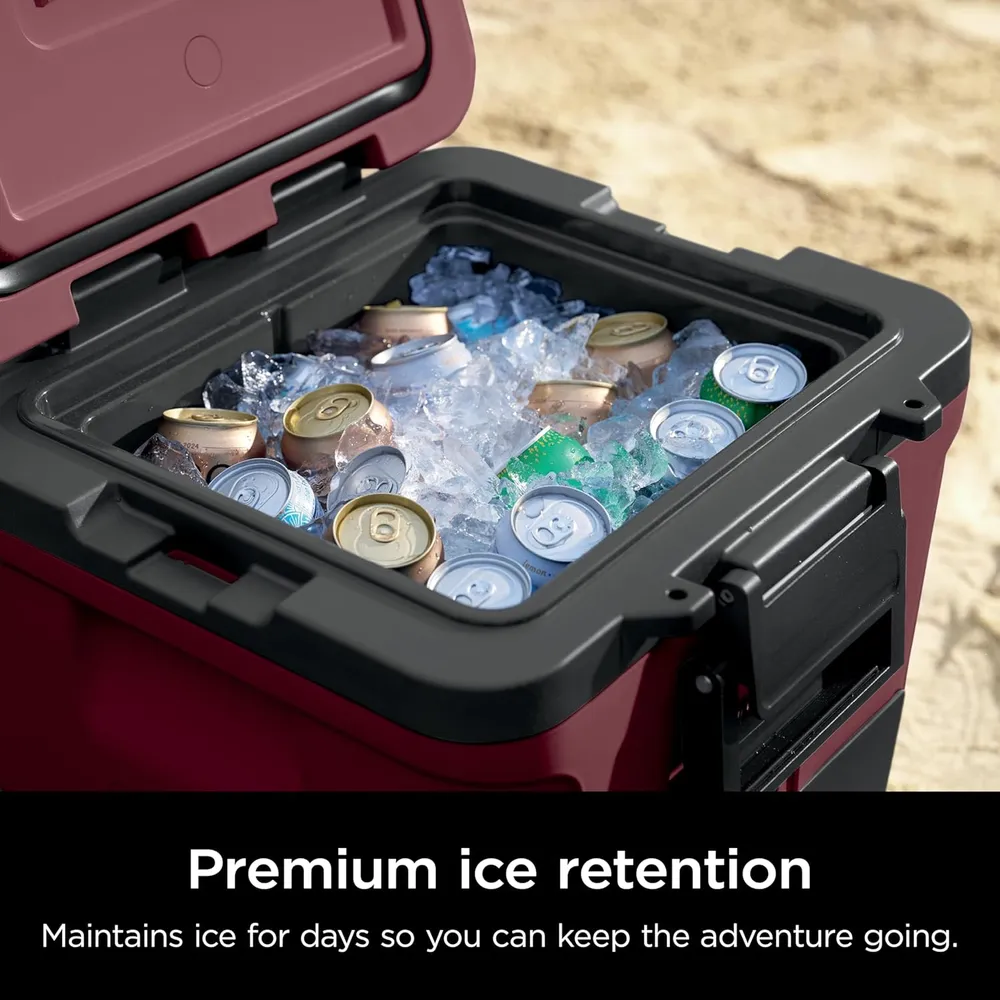 Ninja nevera portátil Frostvault FB230MR, con ruedas y cajón seco, 30 qt / 28,4 L | Merlot