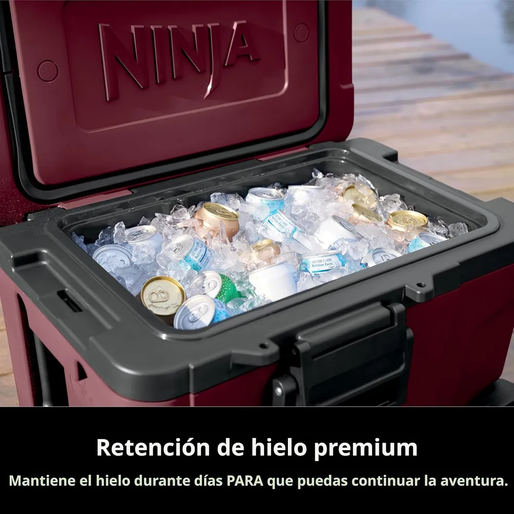 Ninja nevera portátil Frostvault FB245MR, con ruedas y cajón seco, 45 qt / 42,6 L | Merlot