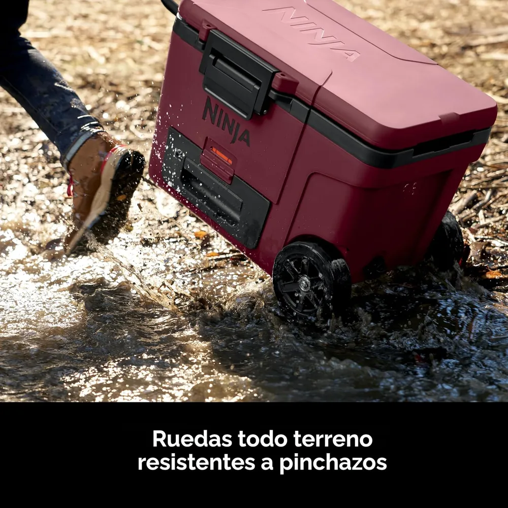 Ninja nevera portátil Frostvault FB245MR, con ruedas y cajón seco, 45 qt / 42,6 L | Merlot