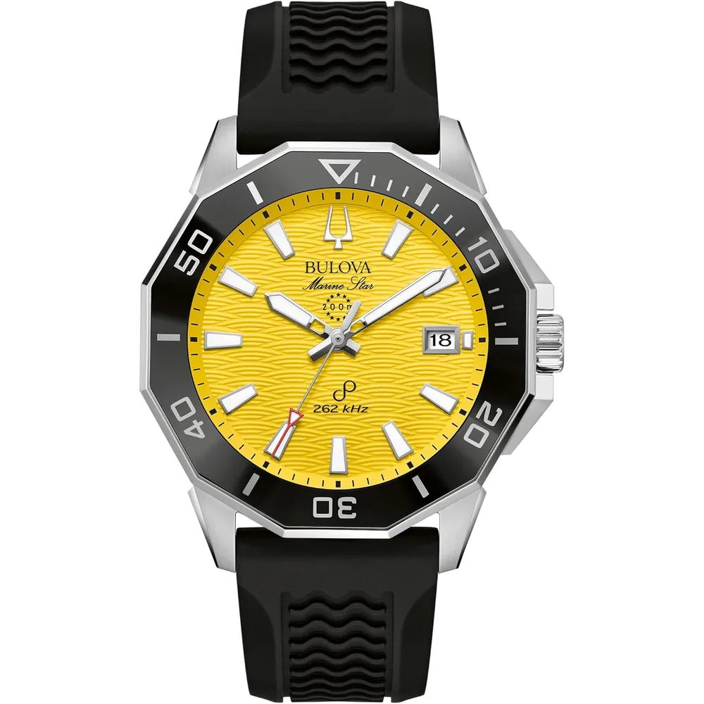 Bulova reloj Marine Star hombre cuarzo alto rendimiento 3 agujas silicona | Negro
