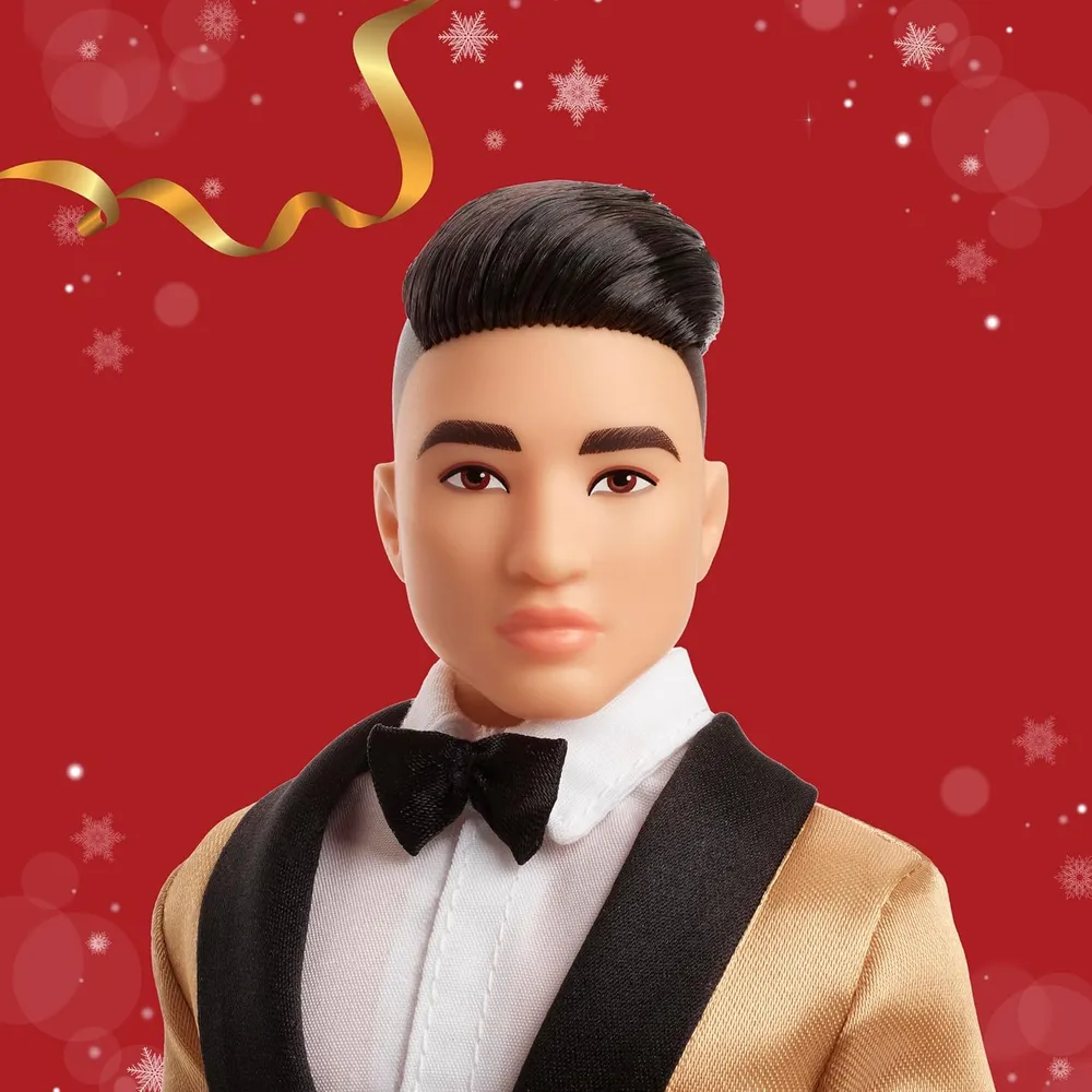 KEN BARBIE SIGNATURE HOLIDAY 2025 NEGRO TRAJE DORADO