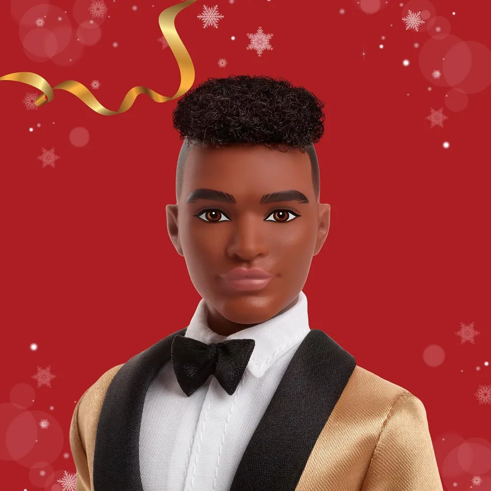 KEN BARBIE SIGNATURE HOLIDAY 2025 CASTAÑO TRAJE DORADO