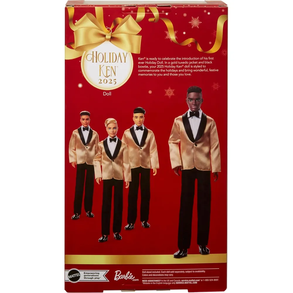 KEN BARBIE SIGNATURE HOLIDAY 2025 CASTAÑO TRAJE DORADO