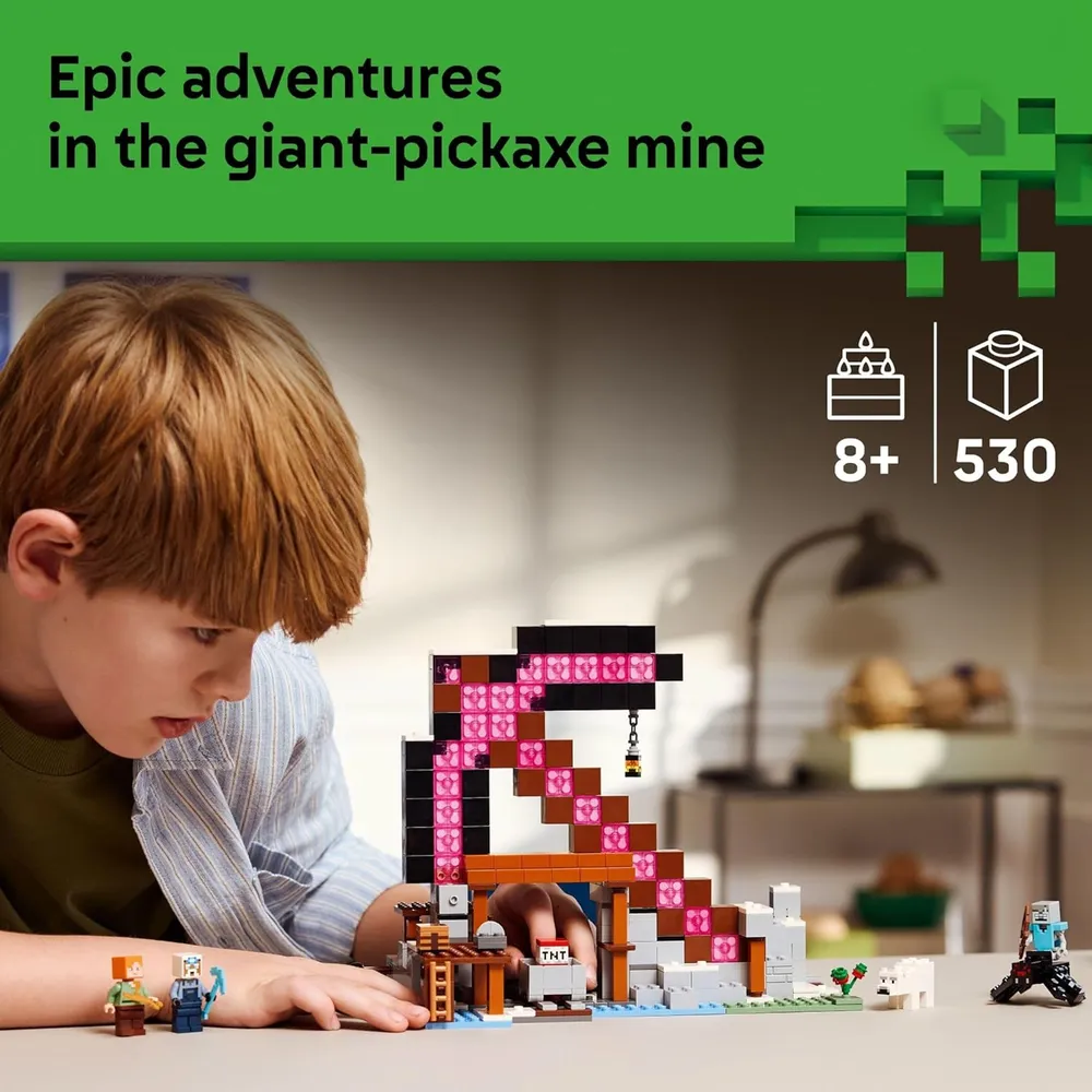 LEGO MINECRAFT LA MINA DEL PICO CON MINIFIGURAS ALEX, MINERO Y ARAÑA ERRANTE