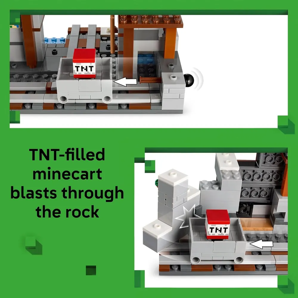 LEGO MINECRAFT LA MINA DEL PICO CON MINIFIGURAS ALEX, MINERO Y ARAÑA ERRANTE