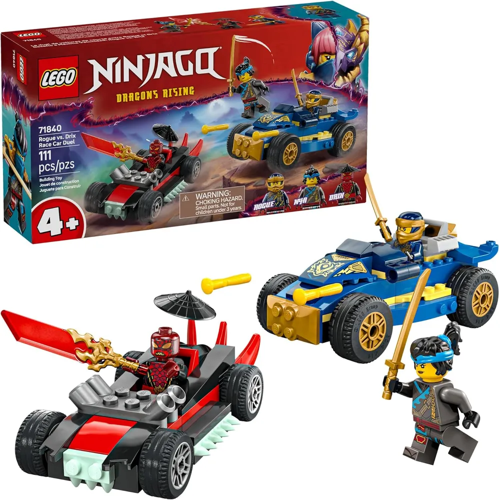 Lego Ninjago Rogue vs Drix, set de construcción de coches y juego ninja