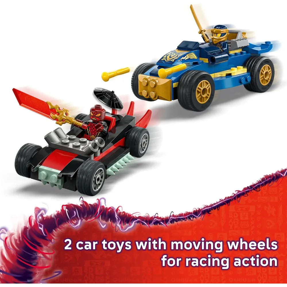 Lego Ninjago Rogue vs Drix, set de construcción de coches y juego ninja