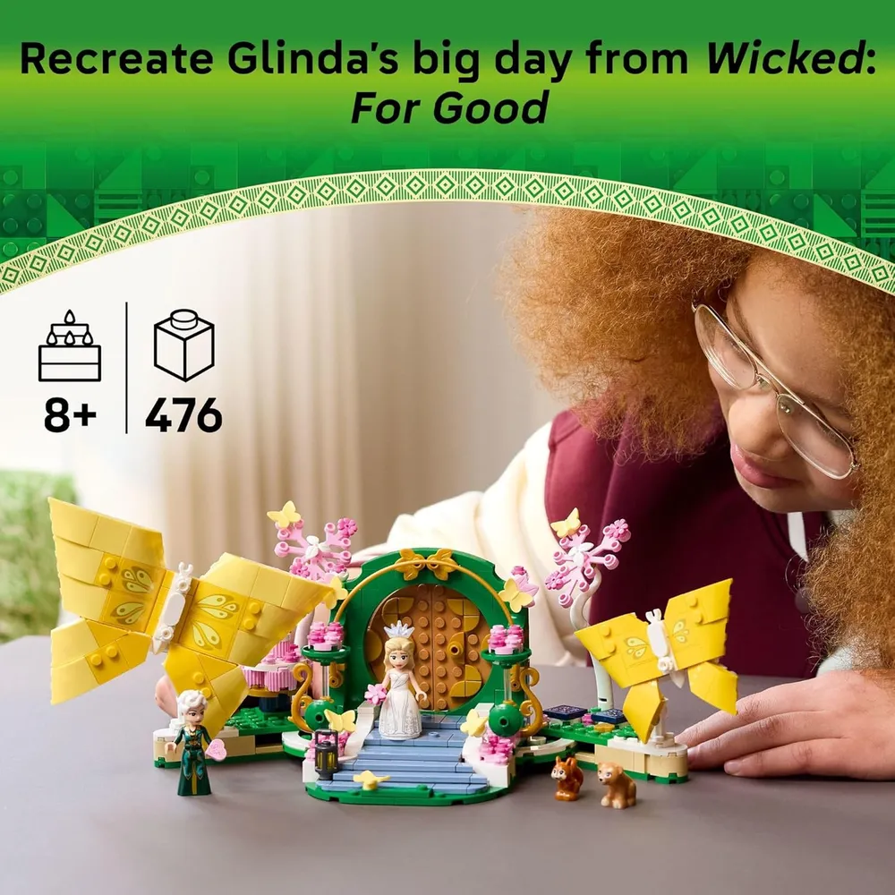 Lego El día de la boda de Glinda, set de construcción con minimuñecas y animales