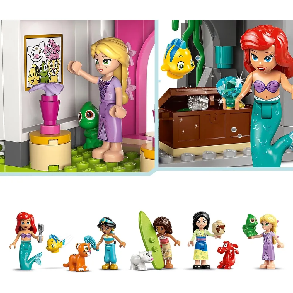 Castillo de princesas Disney Lego, incluye Ariel, Rapunzel, Jasmine y más