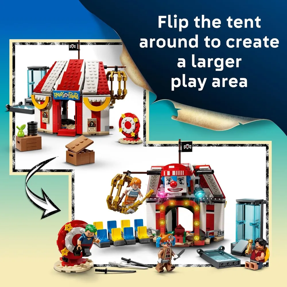 Lego One Piece Carpa de circo Buggy, set de construcción y 4 figuras
