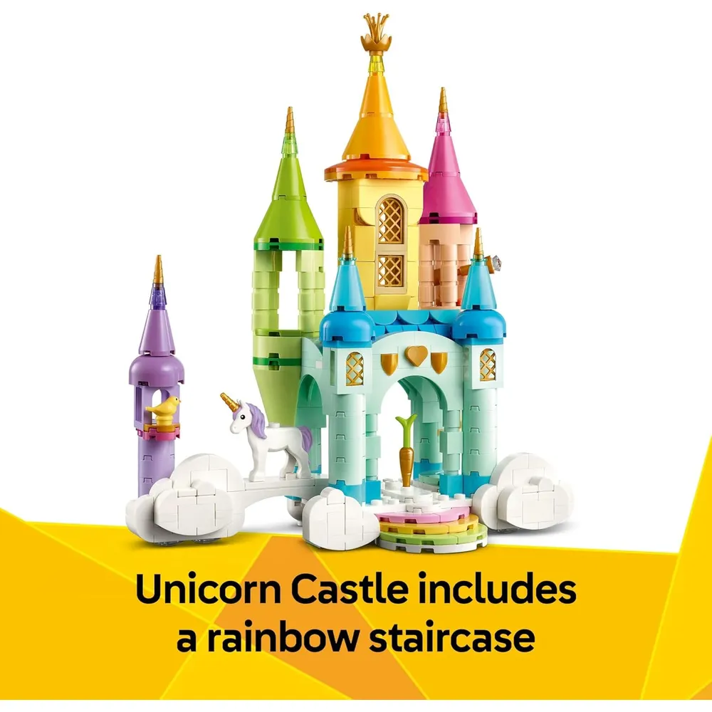 Lego Creator 3 en 1 Castillo de Unicornio, 3 juguetes de construcción