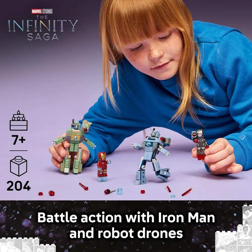 Lego Marvel Iron Man vs Drones Martillo, set de construcción