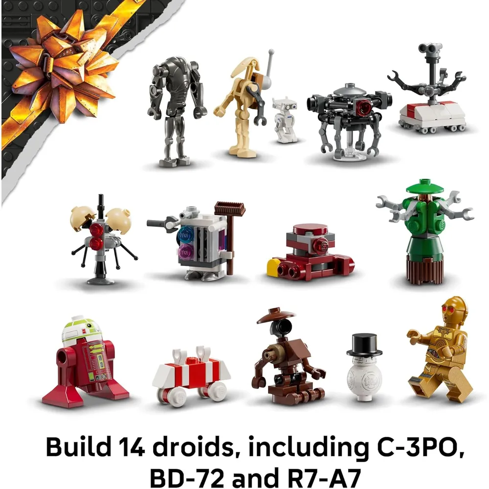 Calendario de Adviento Lego Star Wars 2025, 24 juguetes y minifiguras