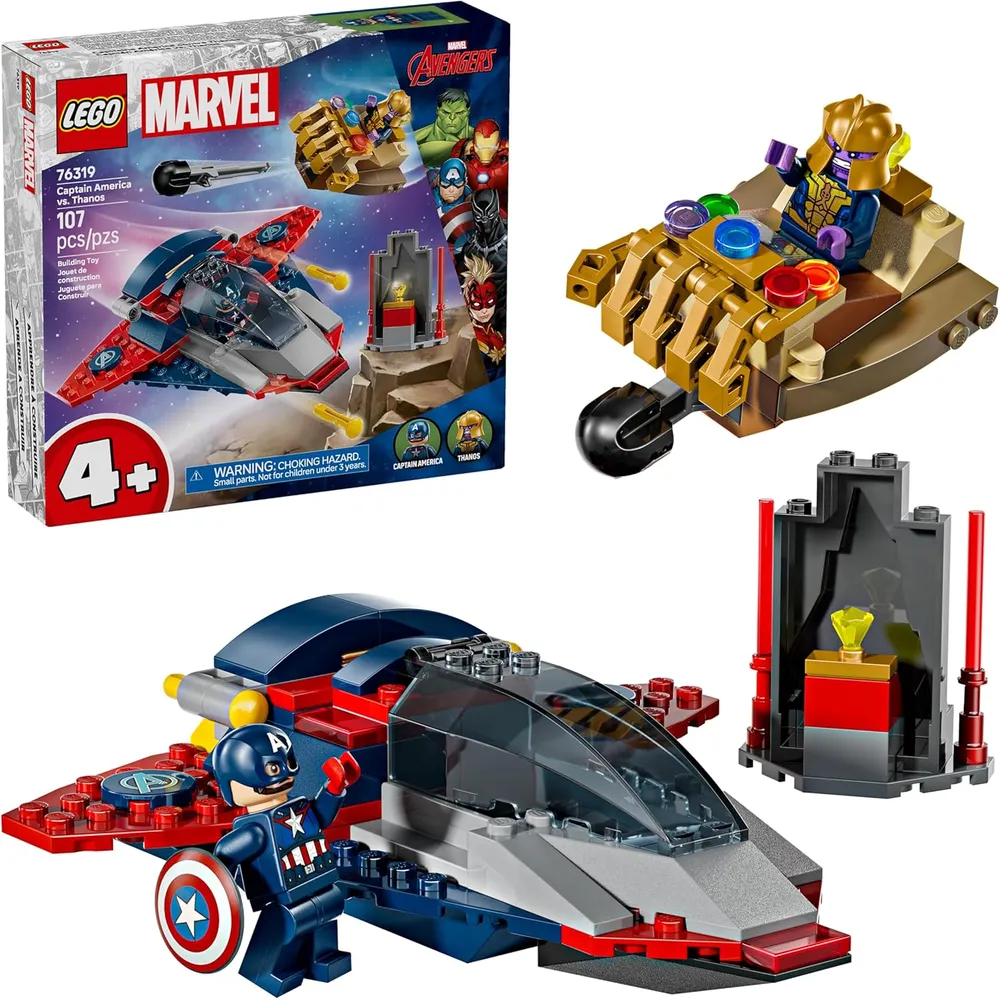 Lego Marvel Capitán América vs Thanos, bloques de construcción y juego