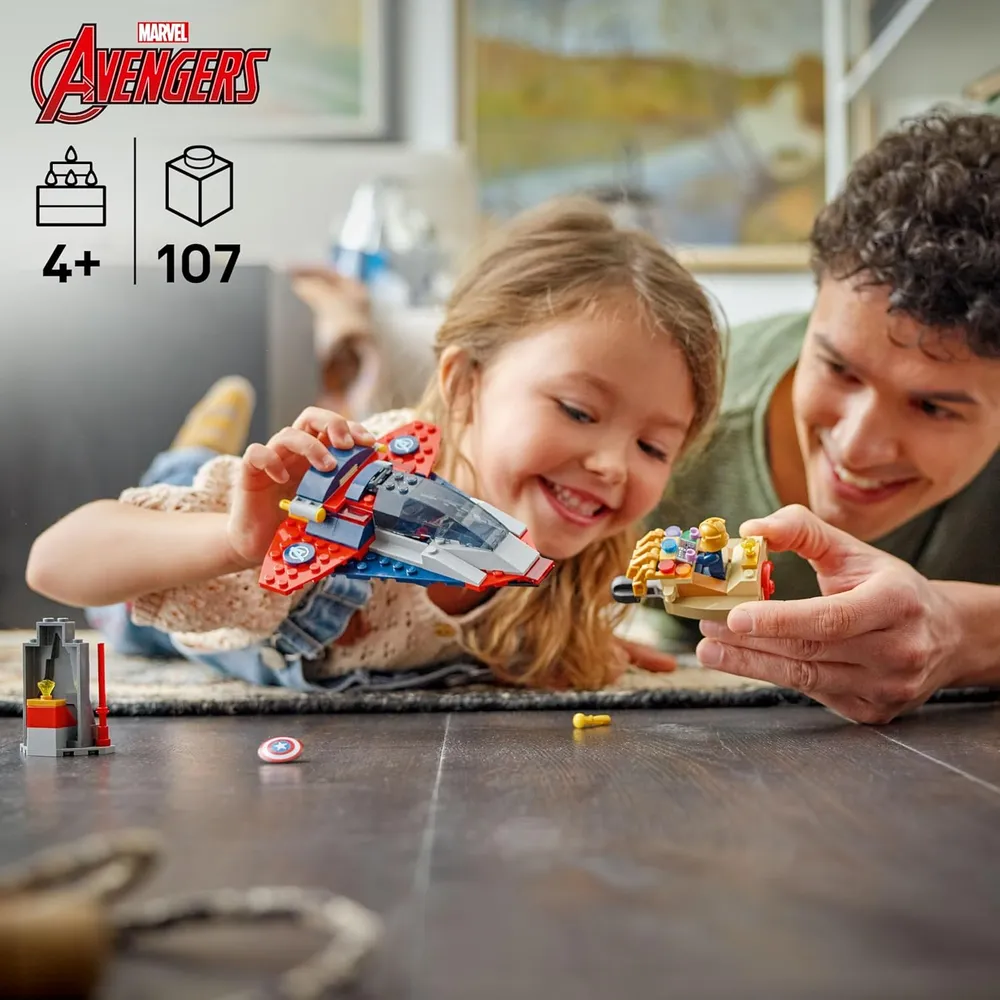 Lego Marvel Capitán América vs Thanos, bloques de construcción y juego