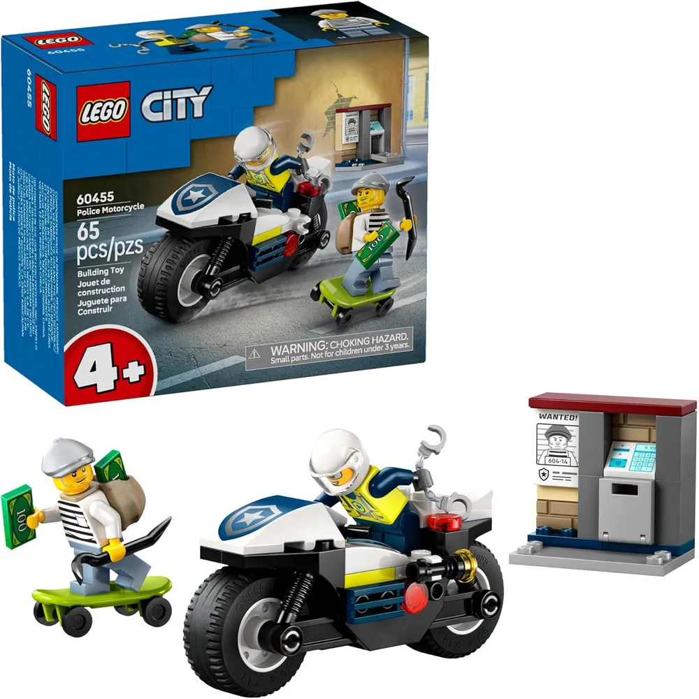 Lego City Persecución policial en moto, bloques de construcción y juego
