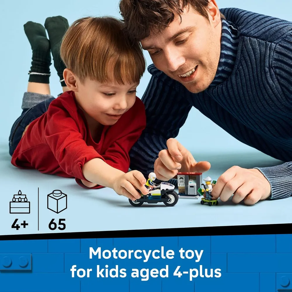 Lego City Persecución policial en moto, bloques de construcción y juego