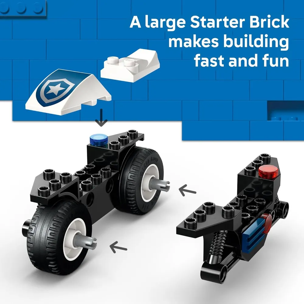 Lego City Persecución policial en moto, bloques de construcción y juego
