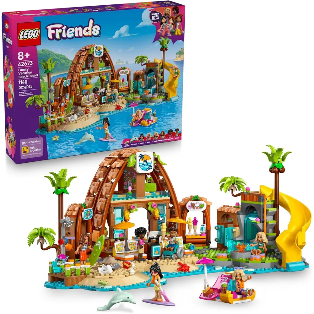 Lego Friends Vacaciones familiares en la playa, construcción y aventuras