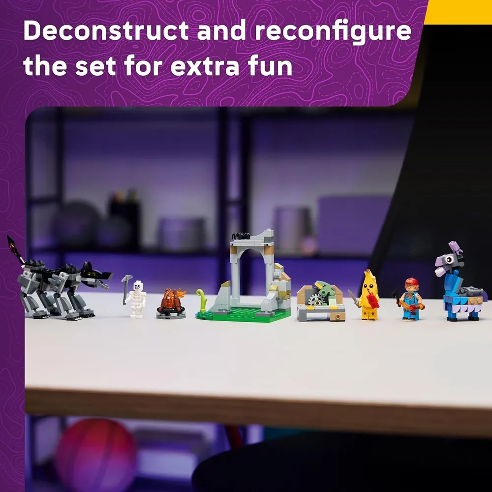Lego Fortnite Campamento de Peely y Sparkplug, construcción y figuras