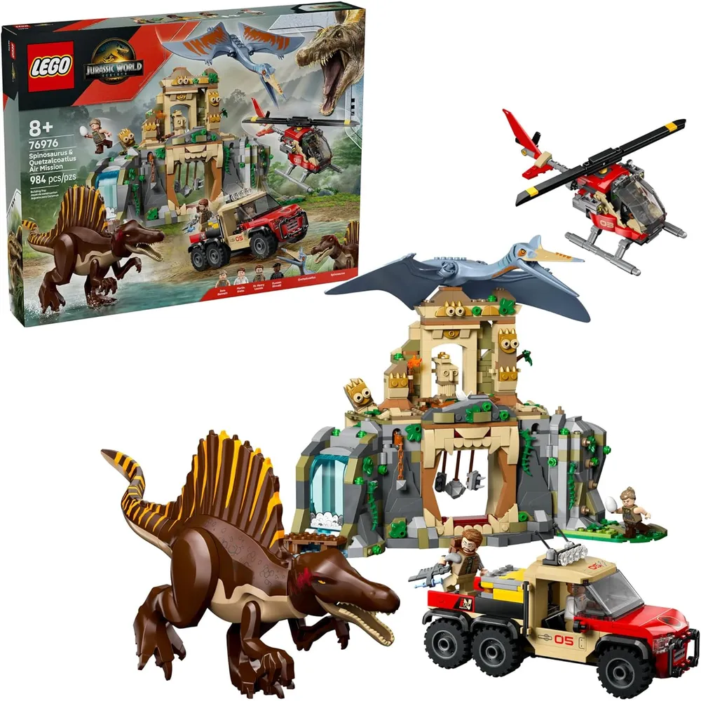 Lego Jurassic World Misión Aérea, construcción con Spinosaurus y Quetzalcoatlus