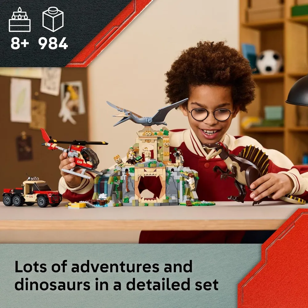 Lego Jurassic World Misión Aérea, construcción con Spinosaurus y Quetzalcoatlus