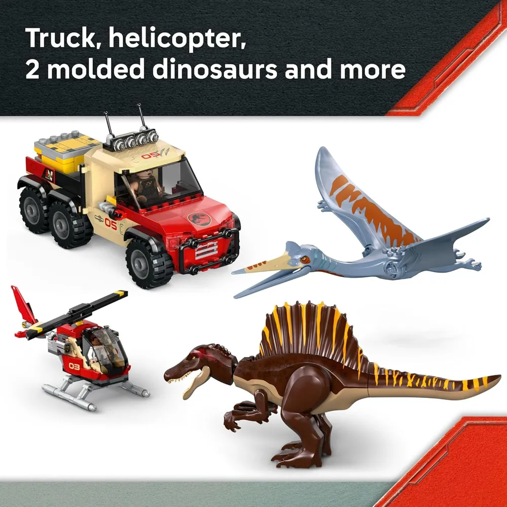 Lego Jurassic World Misión Aérea, construcción con Spinosaurus y Quetzalcoatlus