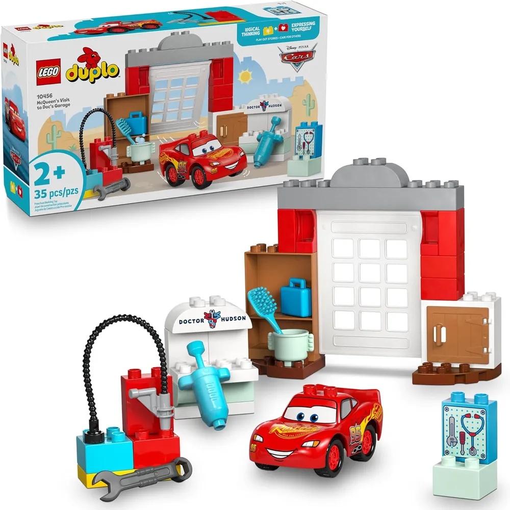Lego Duplo Disney y Pixar Cars, visita de Rayo McQueen al taller del Doc