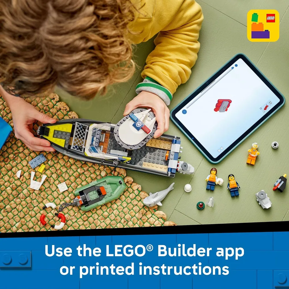 Lego City persecución policial en lancha, construcción y juego de simulación