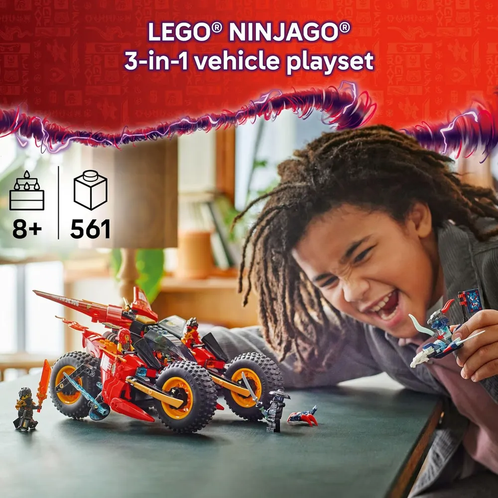 Vehículo de combate ninja Lego Ninjago 3 en 1, set de construcción con 6 minifiguras
