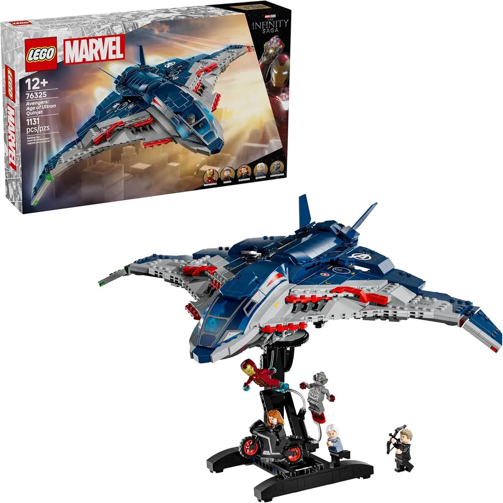Lego Marvel Vengadores Quinjet de la era de Ultrón, set de construcción con 5 figuras