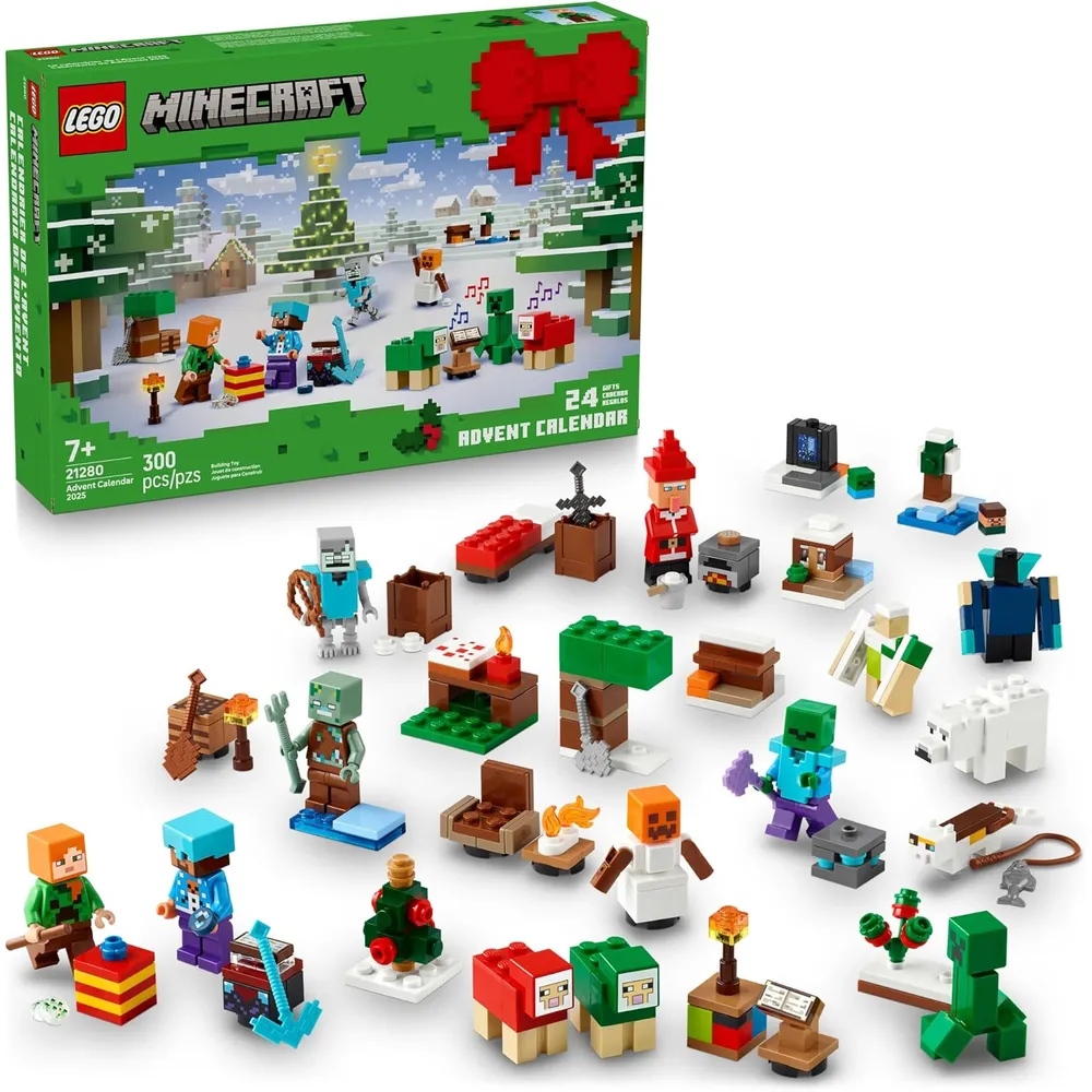 Calendario de Adviento Lego Minecraft 2025, set de construcción con 24 sorpresas y 8 minifiguras