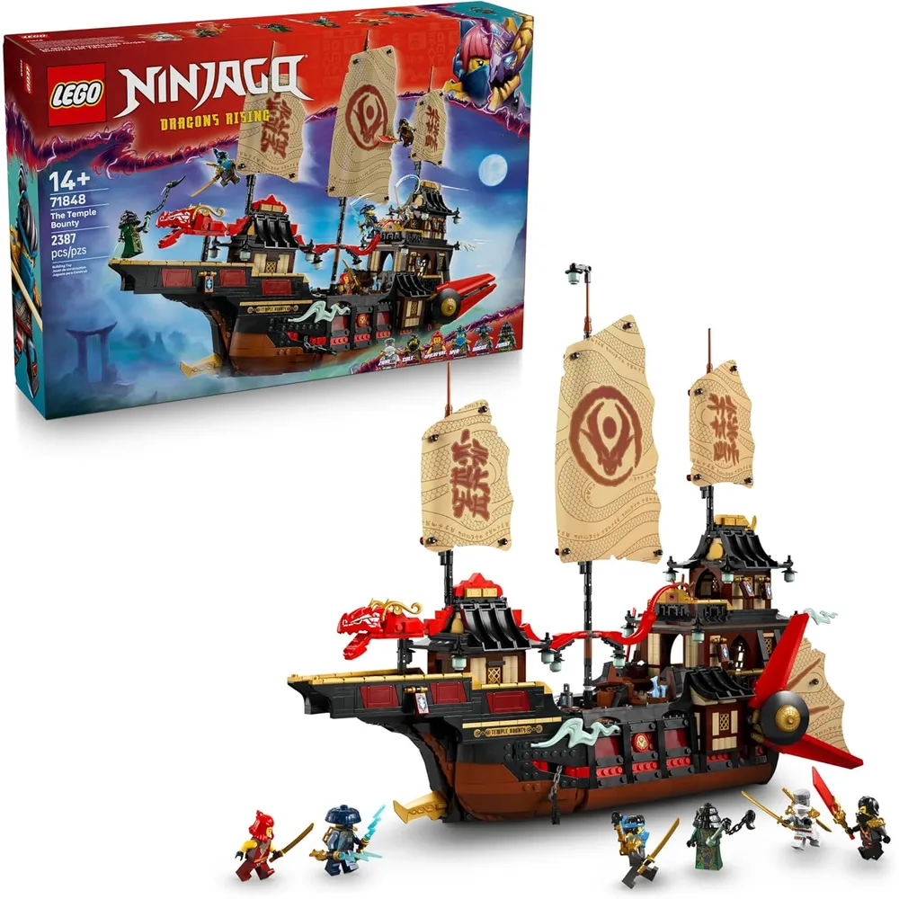 LEGO NINJAGO EL TEMPLO DE LA RECOMPENSA CON BARCO Y 6 MINIFIGURAS