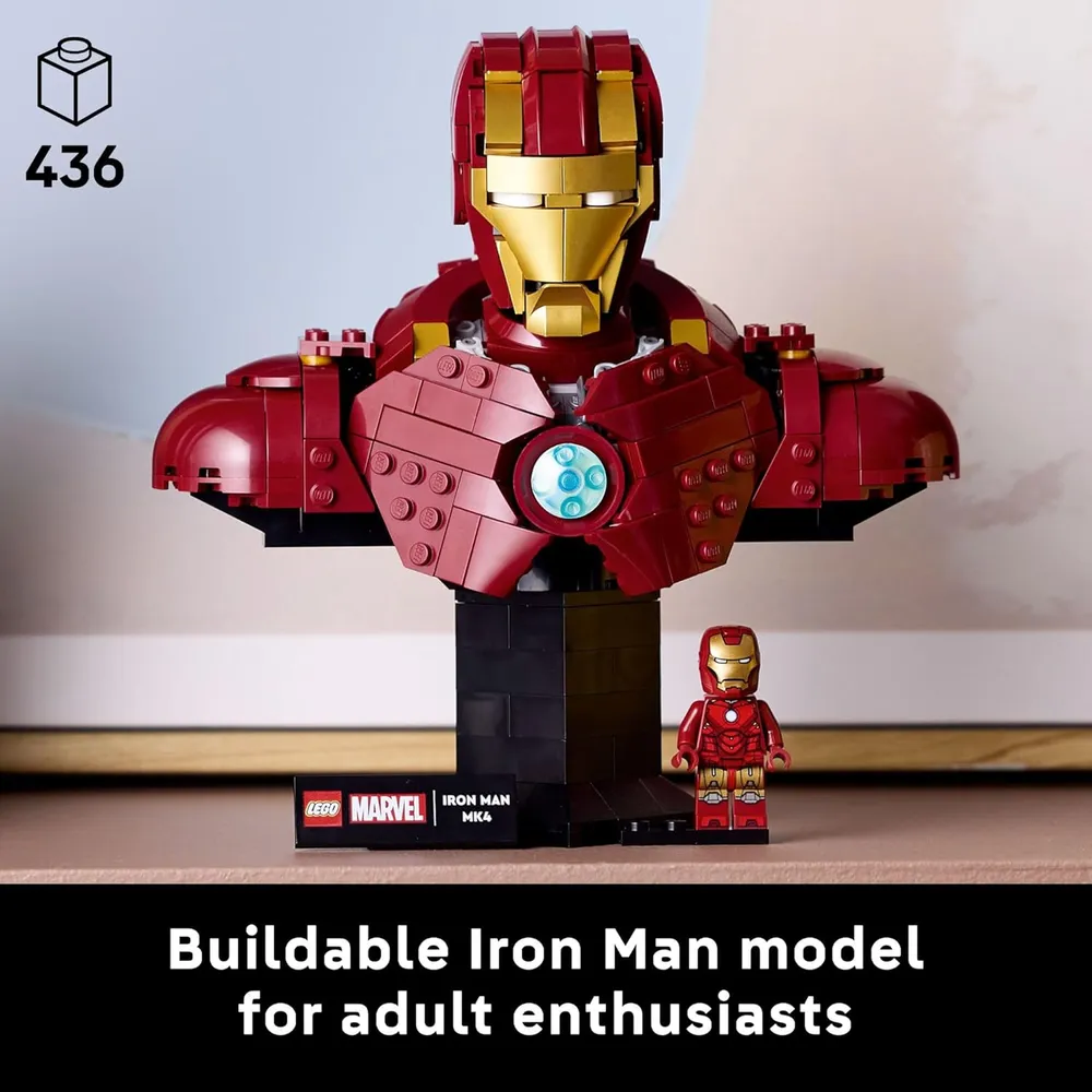Lego Marvel Iron Man MK4, kit de construcción coleccionable con minifigura