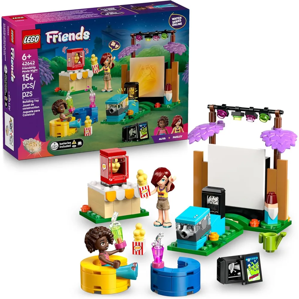 Lego Friends Noche de cine y amistad, juego de construcción con minimuñecas