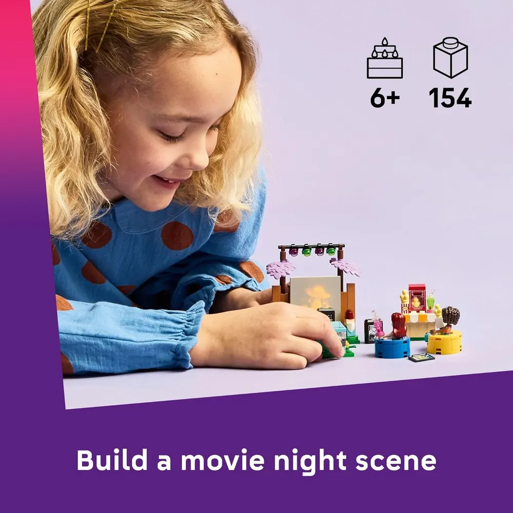 Lego Friends Noche de cine y amistad, juego de construcción con minimuñecas