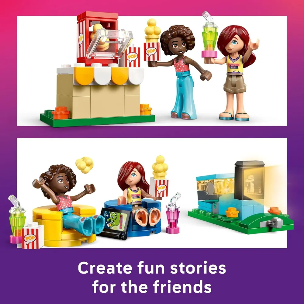 Lego Friends Noche de cine y amistad, juego de construcción con minimuñecas