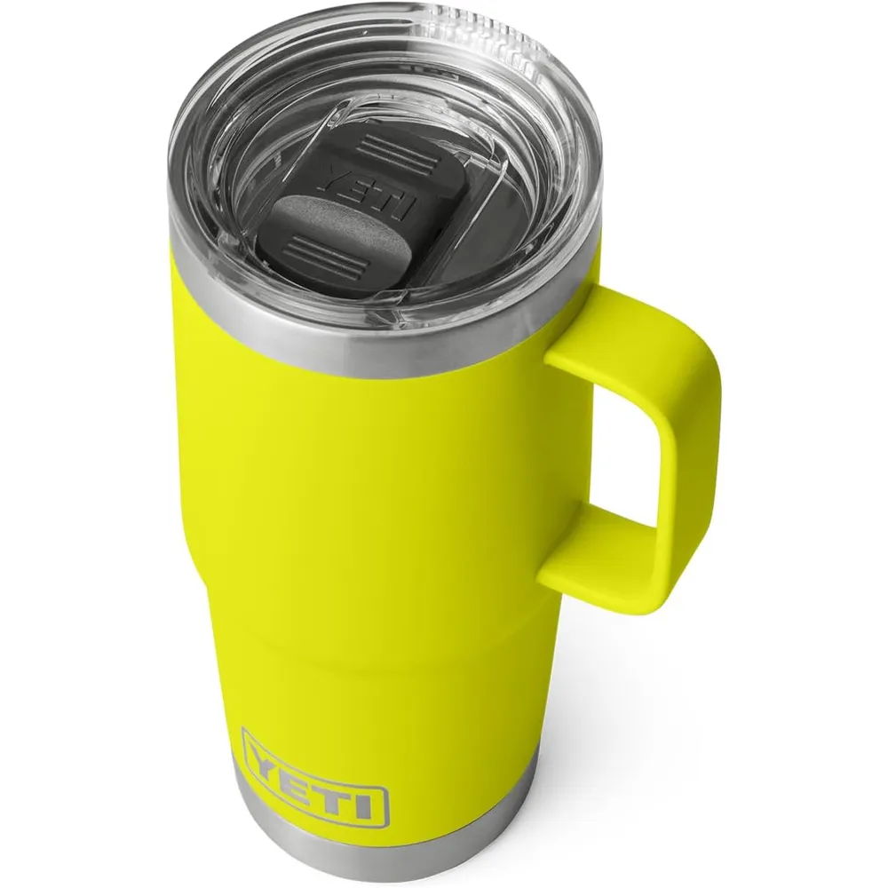 YETI Rambler Vaso de 20 oz de acero inoxidable y tapa Stronghold color amarillo neon