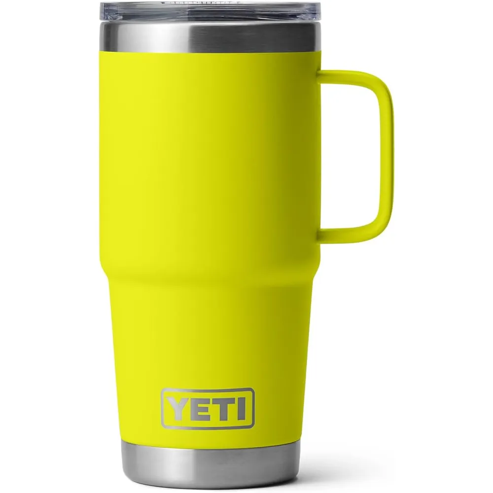 YETI Rambler Vaso de 20 oz de acero inoxidable y tapa Stronghold color amarillo neon
