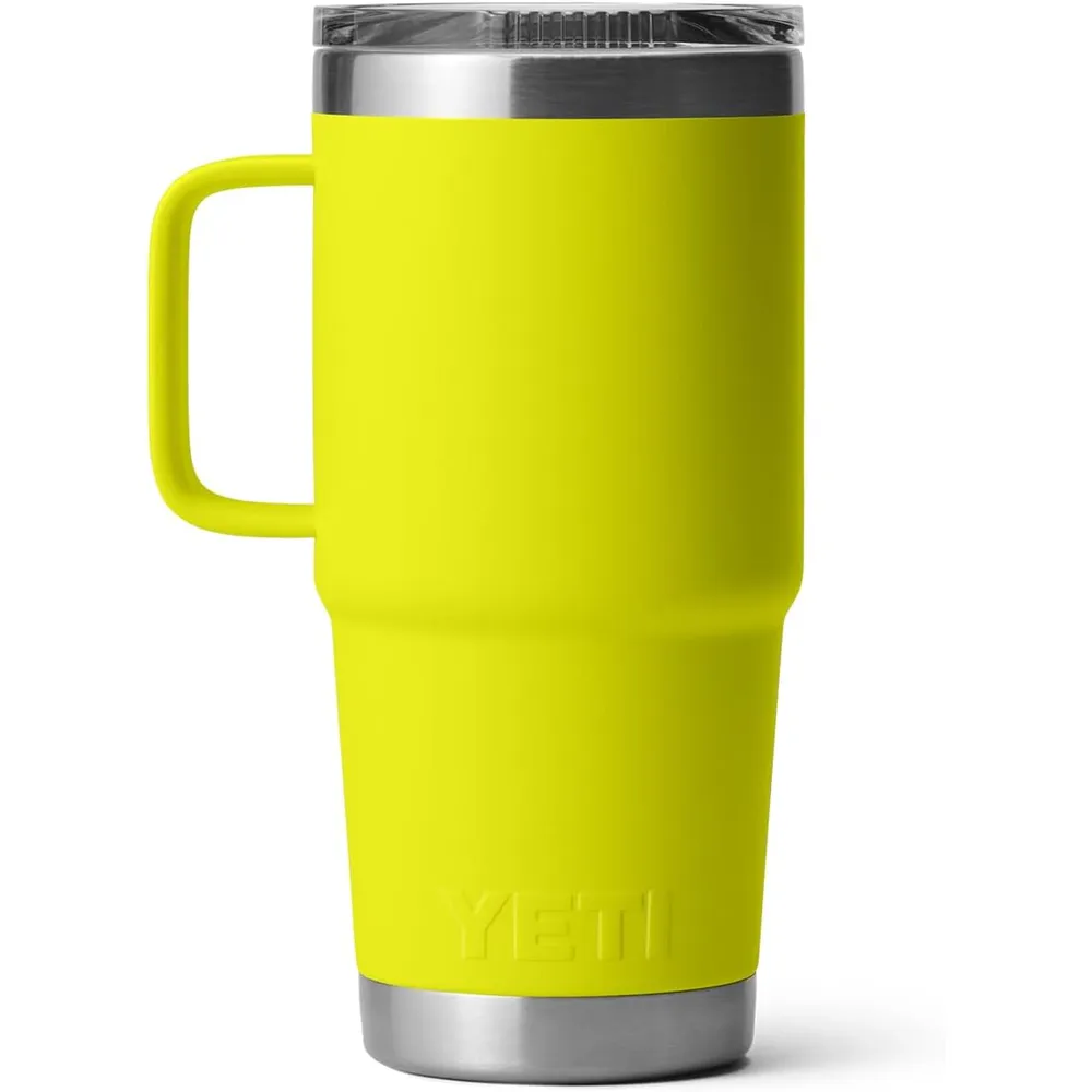 YETI Rambler Vaso de 20 oz de acero inoxidable y tapa Stronghold color amarillo neon