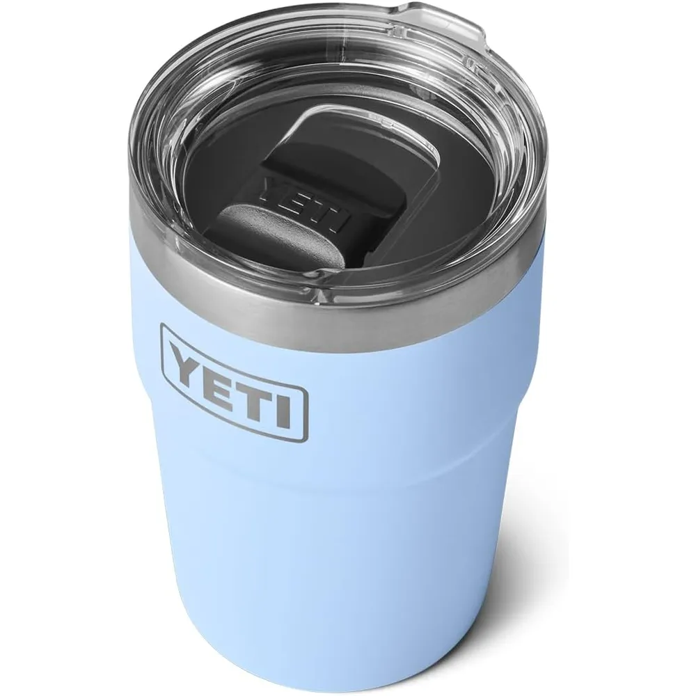 YETI Rambler Vaso de 16 oz de acero inoxidable con tapa MagSlider color celeste