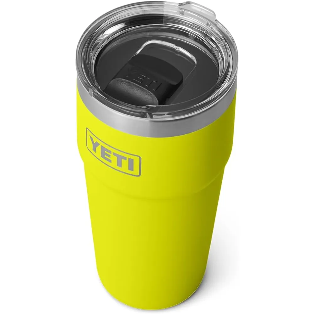 YETI Rambler Vaso de 20 oz de acero inoxidable y tapa MagSlider color negro amarillo