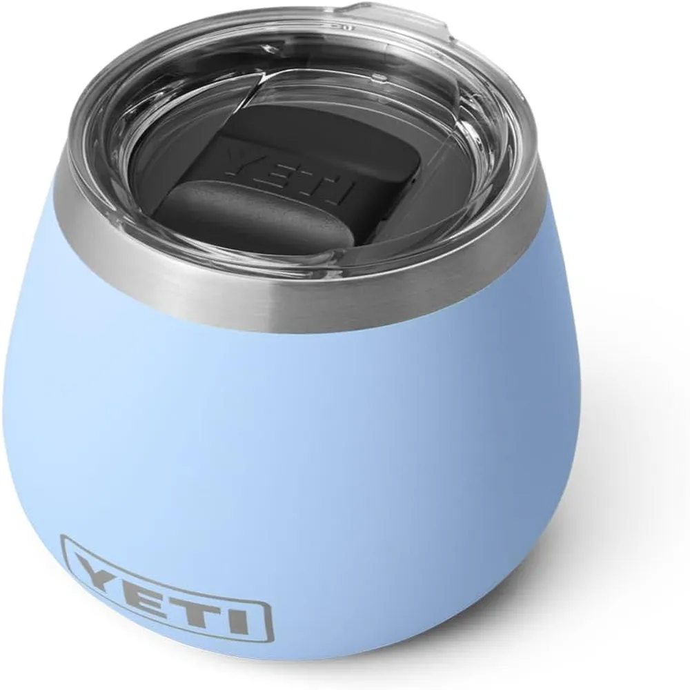 YETI Rambler Vaso de vino de 10 oz de acero inoxidable con tapa MagSlider color celeste