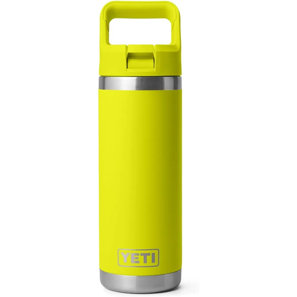 YETI Botella Rambler con Tapa de Cañita de 18 oz | Amarillo Neón