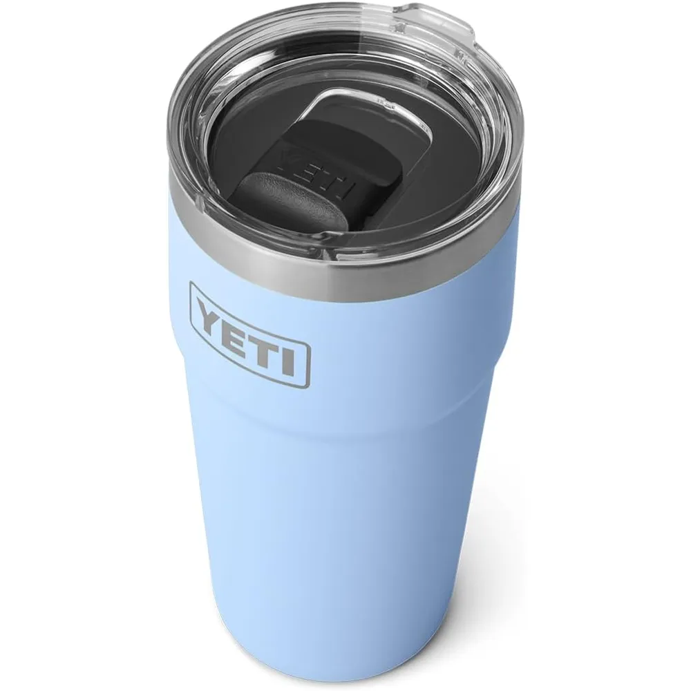 YETI Rambler Vaso de 20 oz de acero inoxidable y tapa MagSlider color negro celeste
