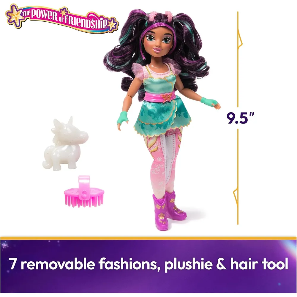 Academia de Unicornios Muñeca Ava 9.5" / 24 cm con Peluche y 7 Accesorios