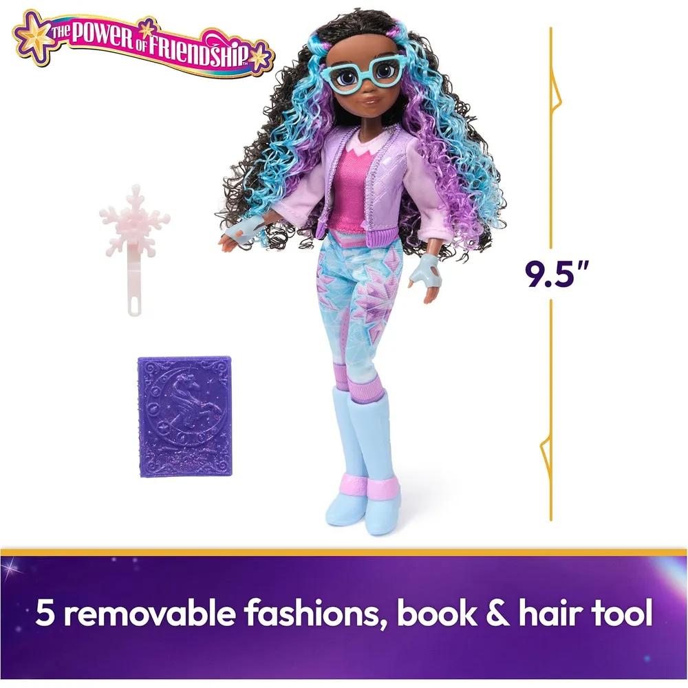 Academia de Unicornios Muñeca Layla 9.5" / 24 cm con Libro y 5 Conjuntos de Moda
