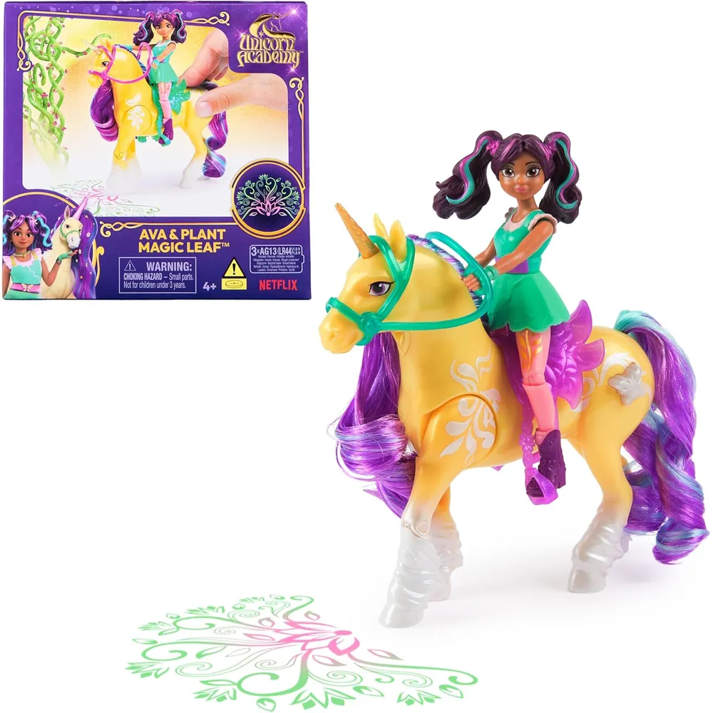 MUÑECA ACADEMIA UNICORNIOS AVA HOJA MÁGICA CON 2 ACCESORIOS LUZ